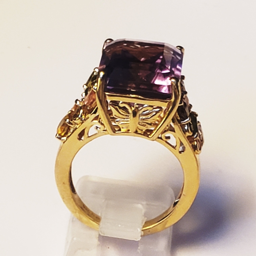 NWT Genuine Radiant Cut African Amethyst and Multi-Tourmaline 12.15 ctw Size 9 - Picture 14 of 14